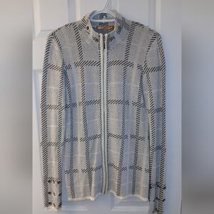 Belldini Full‑Zip Mock Neck Sweater with Statement Grommets – Size Large